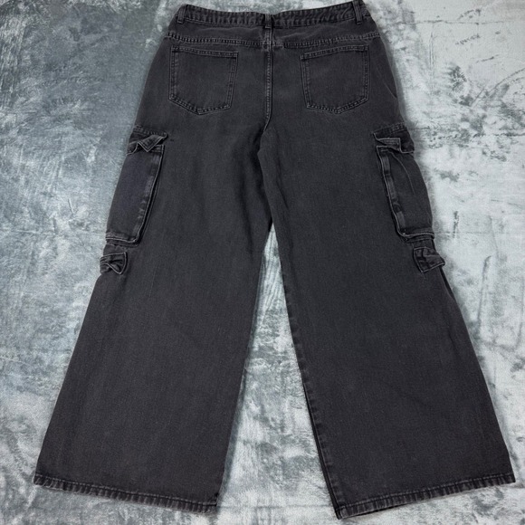 Other - Republic Denim Jeans Mens L Black Wide Leg Baggy Cargo Pants Streetwear‎ 34x29